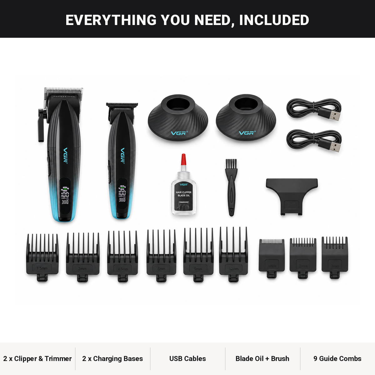 VGR clipper and trimmer on charging bases