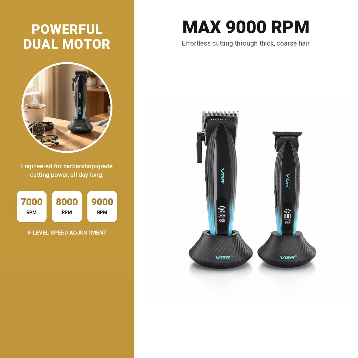 VGR set max 9000 RPM with 3 speed settings