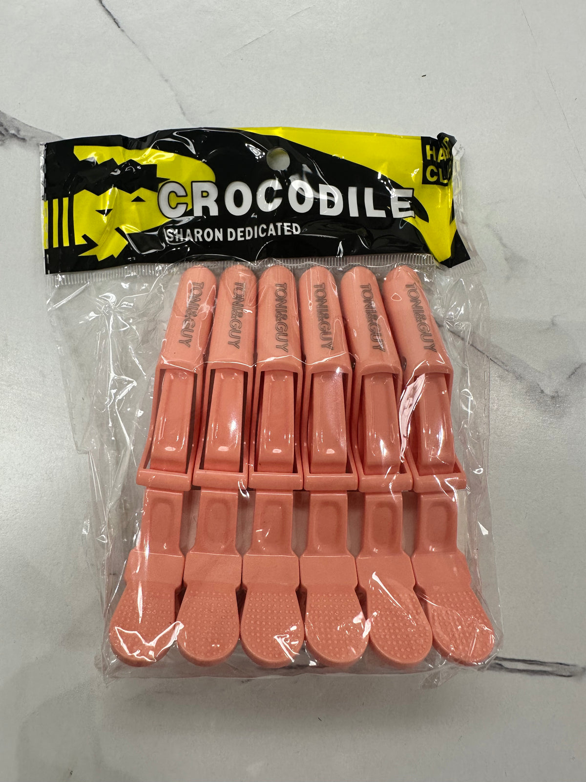 Crocodile hair clips black 6-pack