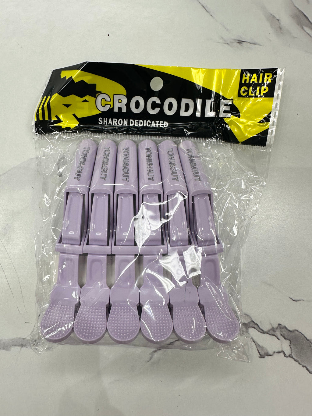 Crocodile hair clips yellow 6-pack