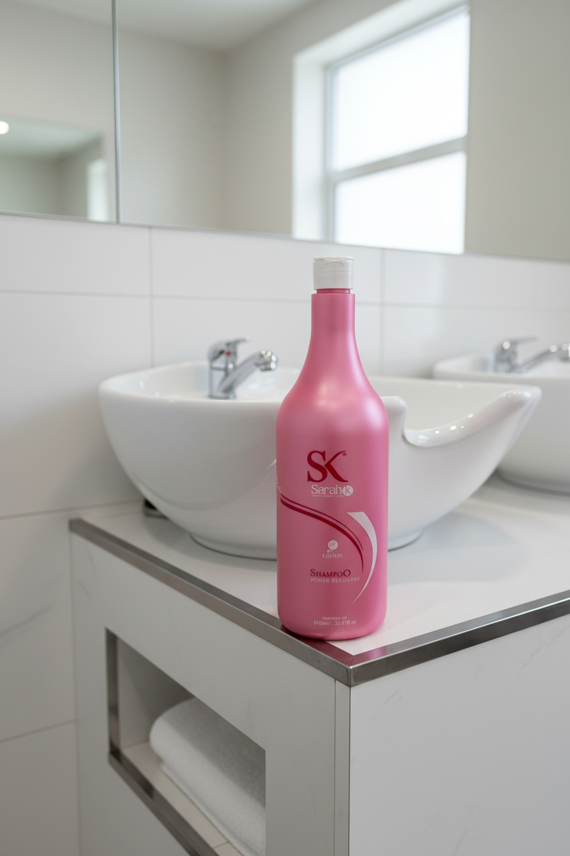 Sarah K Treatment Shampoo at salon wash basin