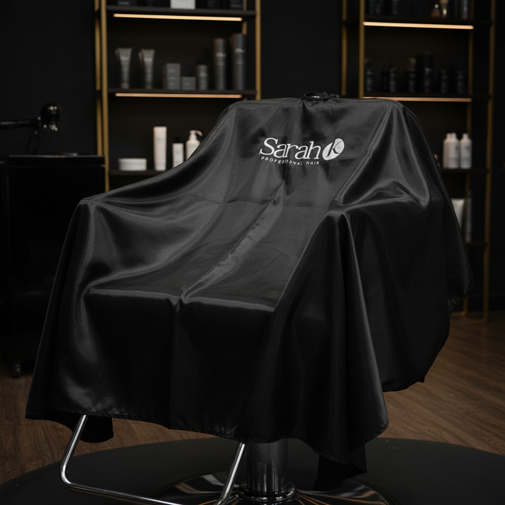 V Colins Salon Cape draped over luxury salon chair