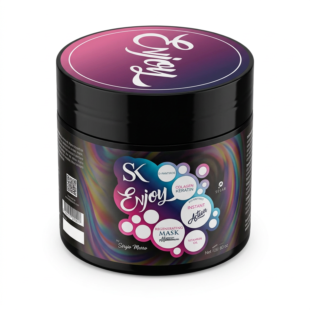 SK Enjoy Reconstruction Mask black jar on white background