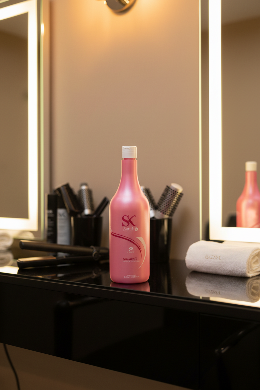 Sarah K Treatment Shampoo on salon vanity