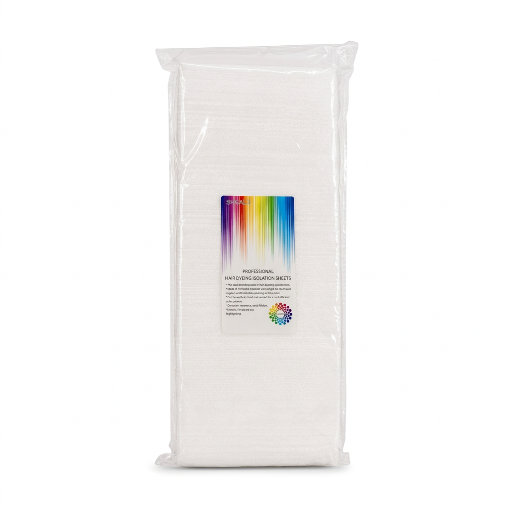 Professional Hair Dyeing Isolation Sheets in clear packaging on white