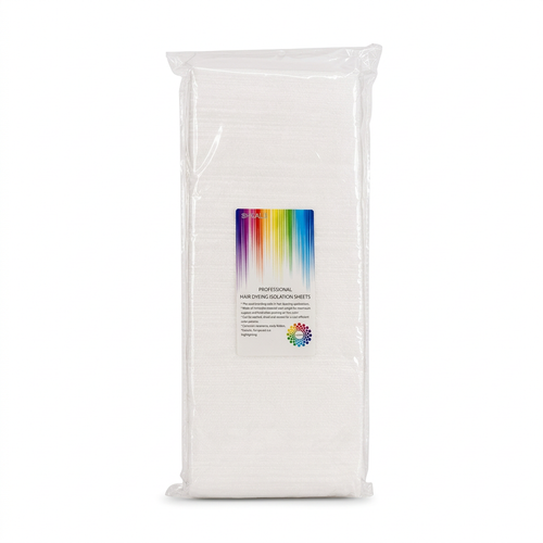 Professional Hair Dyeing Isolation Sheets in clear packaging on white