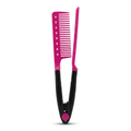 Pink and black professional flat iron straightening comb guide on white background