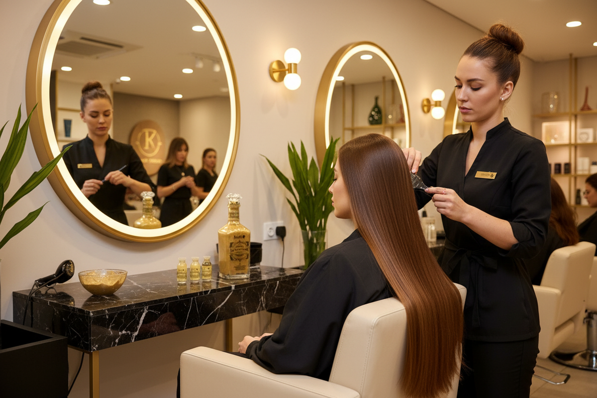 La Vie en Gold – Professional salon in-use shot