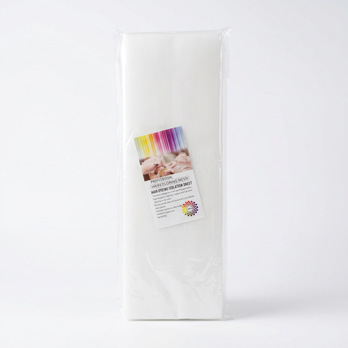 Medium haircoloring mesh isolation sheets on white